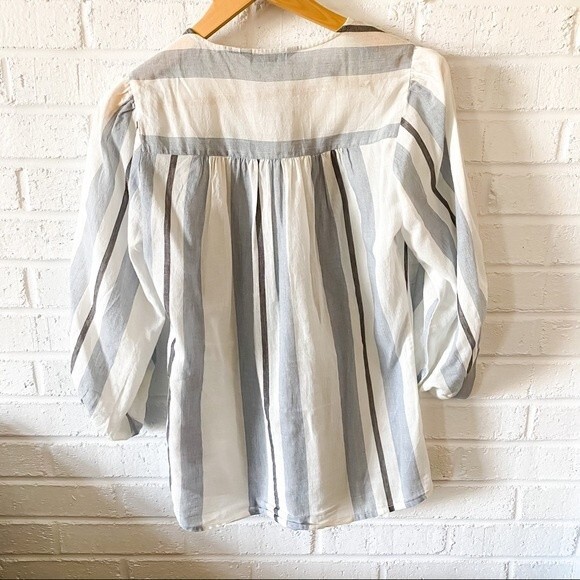 Lisette Montreal striped button up peasant blouse - Picture 3 of 9